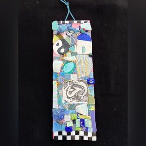 Handmade Mosaic Art”Sea Magic “Polymer Clay Original On Wood  11”x4”